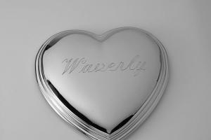 Jewelry Box Custom Engraved Personalized Silver Heart Shape Jewelry Box - Hand Engraved