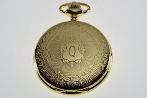 Engraved Pocket Watch Golden Crest Cover Personalized Quartz Battery Operated  - Hand Engraved