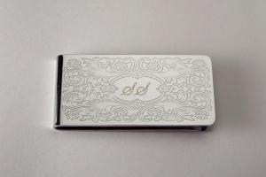 Engraved Money Clip Custom Engraved Personalized Money Clip with Scroll Design  -Hand Engraved