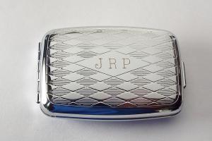 Pill Box Personalized Custom Engraved Diamond Pattern Silver Pill Box -Hand Engraved