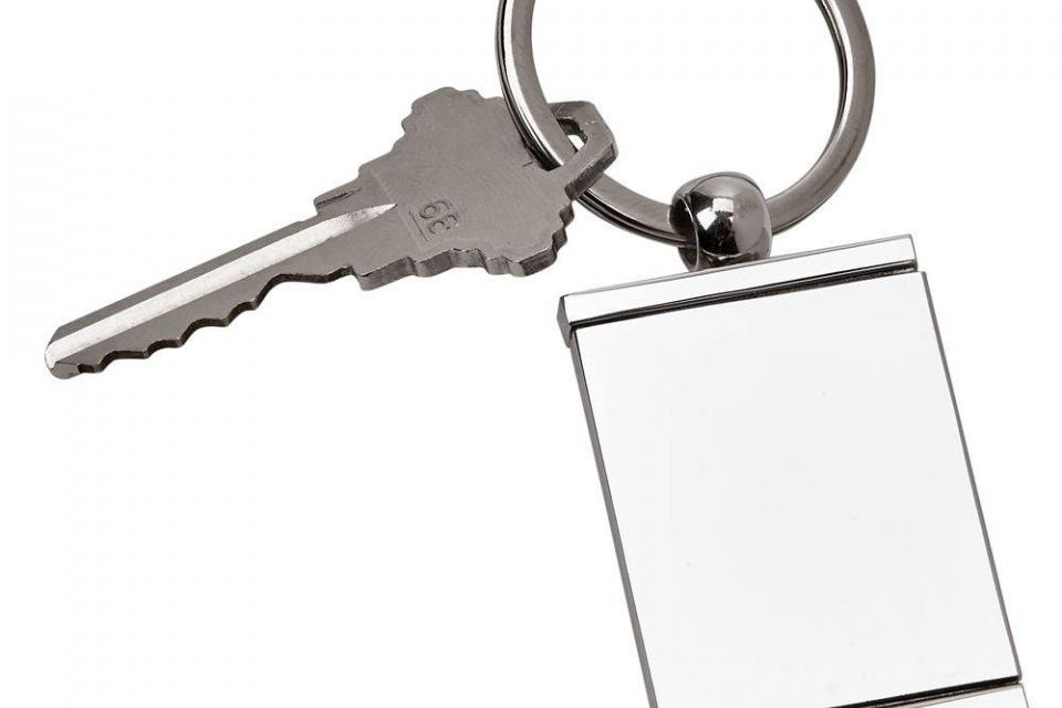 Engraved Photo Locket Keychain Personalized Custom Silver High Polish Flat Rectangular  - Hand Engraved