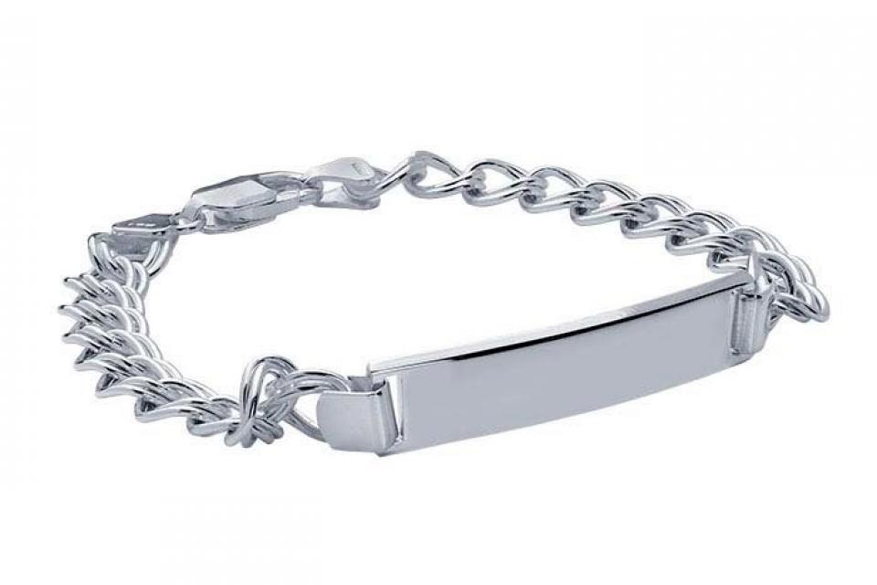 Custom Engraved ID Bracelet Sterling Silver 7.25 Inch Length Double Curb Link- Hand Engraved