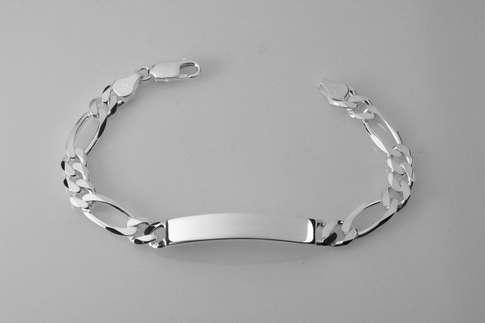 Custom Engraved ID Bracelet Sterling Silver 7 Inch Length Personalized - Hand Engraved