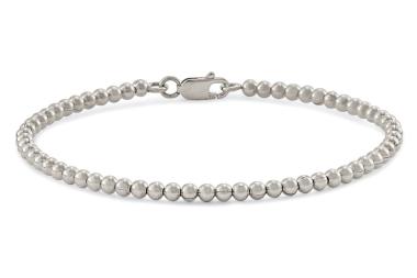 Sterling Silver Bead Bracelet with Lobster Claw Clasp 7.5 Inch Length
