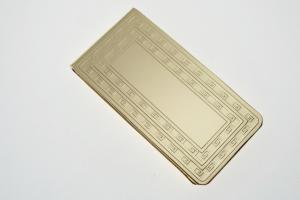 Custom Engraved Money Clip Personalized Gold Tone with Greek Key Design  -Hand Engraved