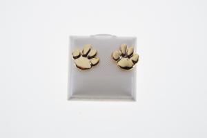 Gold Filled Hollowback Paw Print Post Earrings