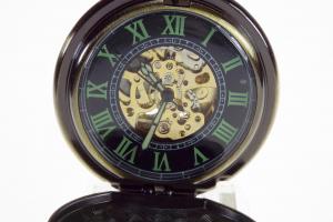 Custom Engraved Pocket Watch Vintage Look Bronze Color Mechanical Wind Up Skeleton Dial  - Hand Engraved