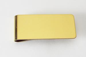 Custom Engraved Personalized Money Clip Gold Tone High Polish Wide - Hand Engraved