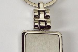 Engraved Square Key Chain Two Tone Silver Personalized - Hand Engraved