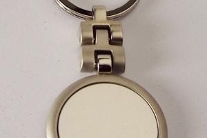 Personalized Custom Engraved Round Key Chain Silver Matte and High Polish - Hand Engraved