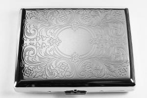 Cigarette Case Personalized Custom Engraved Double Sided Scroll Design 100s Cigarette Case -Hand Engraved