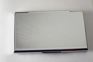 Custom Engraved Personalized Chrome Plated Business Card Holder -Hand Engraved