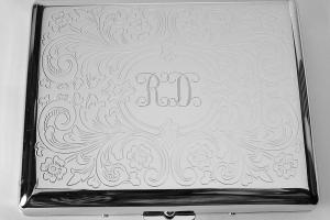 Cigarette Case Personalized Custom Engraved Double Sided Scroll Design 100s Cigarette Case -Hand Engraved