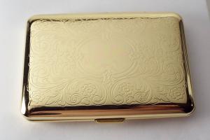 Personalized Custom Engraved Golden Business Card Case or Kings Cigarette Case Double Sided Scroll Design -Hand Engraved