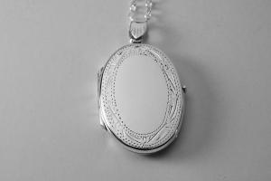 Custom Engraved Locket Personalized Sterling Silver Large Oval Locket 1.25 Inch - Hand Engraved