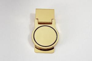 Custom Engraved Goldtone Money Clip Personalized Monogram Round Hinged -Hand Engraved