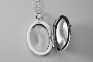 Custom Engraved Locket Personalized Sterling Silver Large Oval Locket 1.25 Inch - Hand Engraved