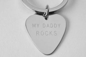 Custom Engraved Personalized High Polish Guitar Pick Key chain - Hand Engraved