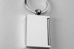 Engraved Photo Locket Keychain Personalized Custom Silver High Polish Flat Rectangular - Hand Engraved