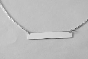 Personalized Thin Bar Name Necklace Custom Engraved Sterling Silver - Hand Engraved