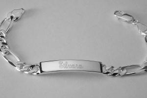 Custom Engraved ID Bracelet Sterling Silver 7 Inch Length Personalized - Hand Engraved