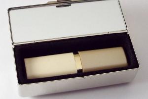 Engraved Lipstick Case Personalized Custom Single Lipstick Case with Mirror Two Tone Silver with Gold Top - Hand Engraved