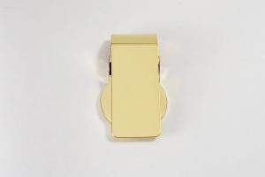 Custom Engraved Goldtone Money Clip Personalized Monogram Round Hinged -Hand Engraved