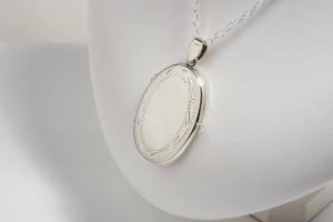 Custom Engraved Locket Personalized Sterling Silver Large Oval Locket 1.25 Inch - Hand Engraved