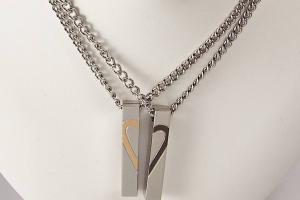 Personalized Custom Engraved Couples Secret Heart Necklace Set Stainless Steel Designer Jewelry - Hand Engraved