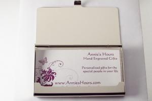 Custom Engraved Personalized High Polish Silver Business Card Holder  -Hand Engraved