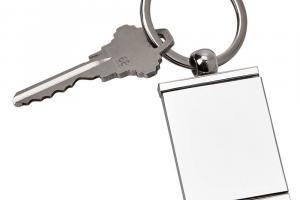 Engraved Photo Locket Keychain Personalized Custom Silver High Polish Flat Rectangular - Hand Engraved