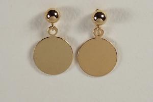 Monogram Earrings Engraved 14K Gold Filled Post Earrings Petite 1/2 Inch Discs - Hand Engraved