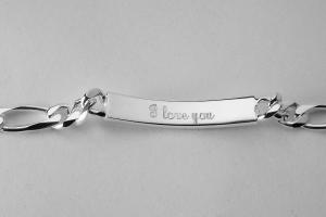 Custom Engraved ID Bracelet Sterling Silver 7 Inch Length Personalized - Hand Engraved