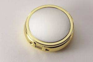 Engraved Personalized Pill Box Two Tone Round Three Compartment -Hand Engraved