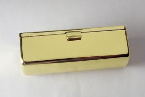 Lipstick Case Personalized Custom Engraved Single Lipstick Case with Mirror Gold with Silver Top - Hand Engraved