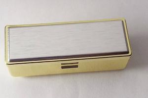 Lipstick Case Personalized Custom Engraved Single Lipstick Case with Mirror Gold with Silver Top - Hand Engraved