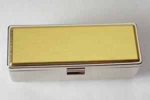 Engraved Lipstick Case Personalized Custom Single Lipstick Case with Mirror Two Tone Silver with Gold Top - Hand Engraved