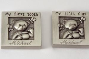 Baby Gift Custom Engraved Personalized Pewter Finish First Tooth and First Curl Keepsake Boxes - Hand Engraved