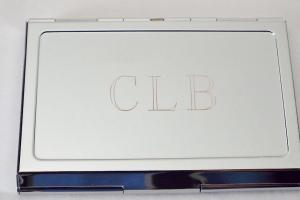 Custom Engraved Personalized Chrome Plated Business Card Holder -Hand Engraved