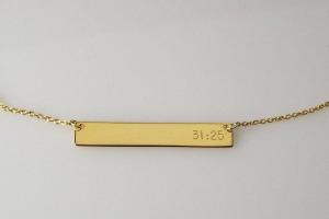 Personalized Thin Bar 14K Gold Plated Sterling Silver Name Necklace Custom Engraved - Hand Engraved