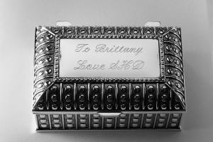 Custom Engraved Jewelry Box Personalized Silver Plated Beaded Chest Trinket Box - Hand Engraved