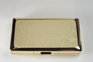 Personalized Golden 120s Cigarette Case Double Sided with Scroll Design Custom Engraved  -Hand Engraved