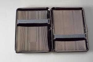 Engraved Gloss Black Business Card Case Personalized Double Sided Linear Design or Kings Cigarette Case -Hand Engraved