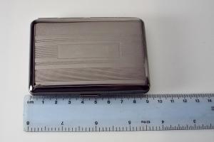 Engraved Gloss Black Business Card Case Personalized Double Sided Linear Design or Kings Cigarette Case -Hand Engraved