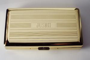 Custom Engraved Golden Cigarette Case Double Sided Linear Design 120s Personalized Cigarette Holder -Hand Engraved