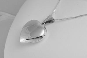 Custom Engraved Locket Personalized Sterling Silver Large Rounded Heart Locket 1 Inch - Hand Engraved