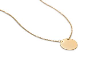 Monogram Necklace 14K Yellow Gold Plated Custom Engraved Personalized 7/8 Inch Round Disc with Adjustable Length Chain - Hand Engraved