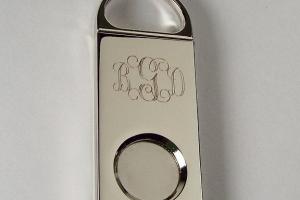 Cigar Cutter Custom Engraved Personalized Silver Plated Cigar Cutter - Hand Engraved