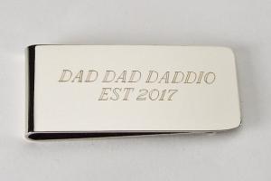 Custom Engraved Silver Money Clip Personalized High Polish Non Tarnish Nickel Plated - Hand Engraved