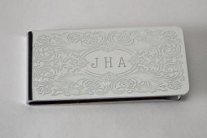 Engraved Money Clip Custom Engraved Personalized Money Clip with Scroll Design  -Hand Engraved